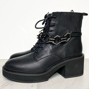 Vince Camuto Keltana Black Leather Lace Up Bootie 8 1/2 M